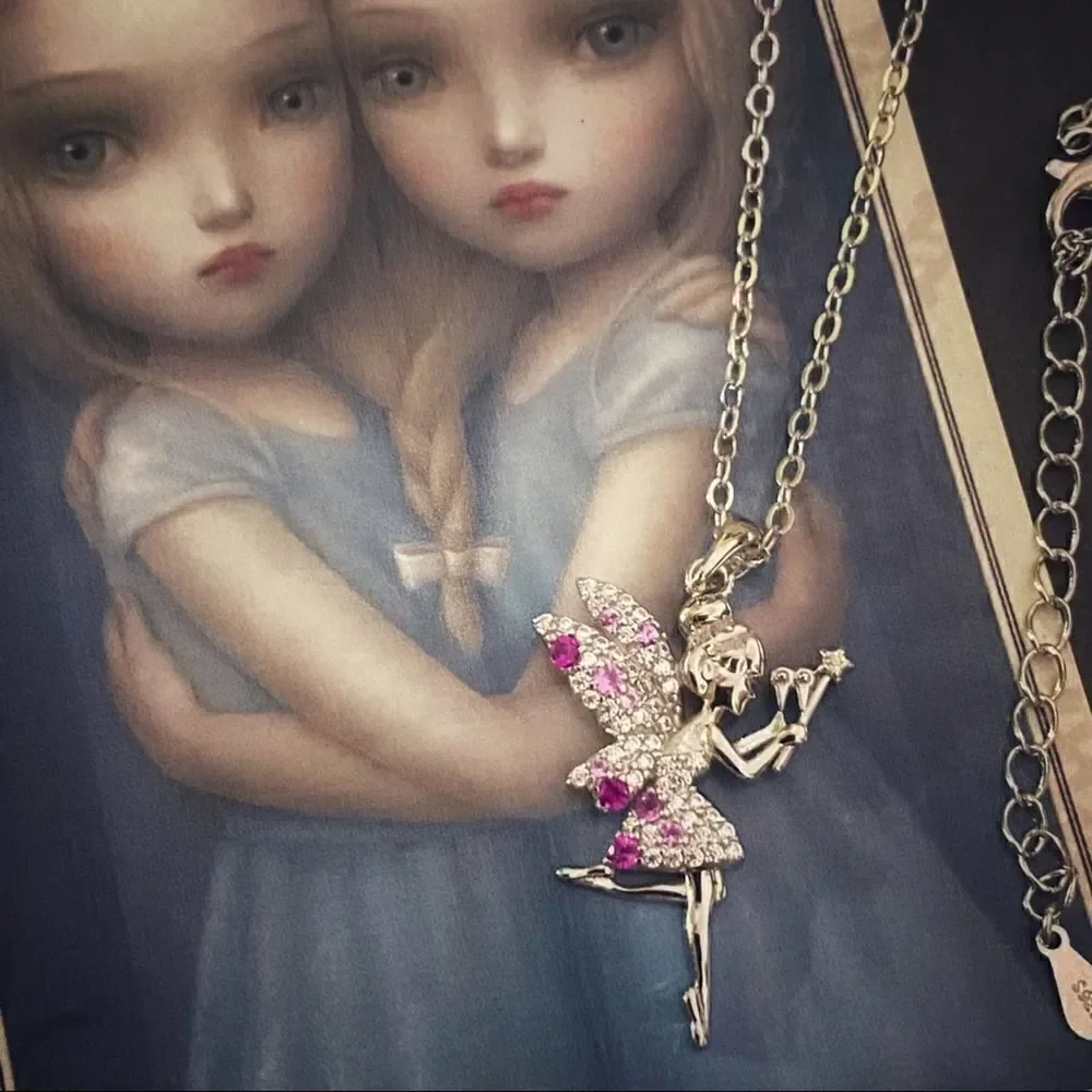 Tooth Fairy Sterling Silver Girls CZ Necklace